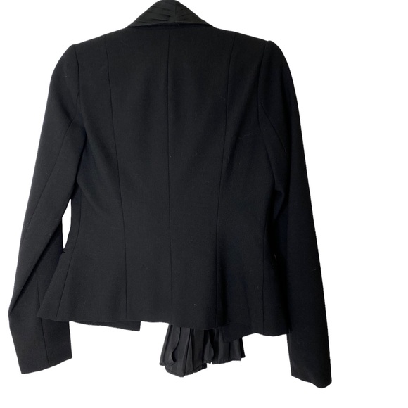 Tracy Reese New York Black Wool Silk Ruffle Bow Asymmetrical Jacket Blazer 2 - Picture 5 of 7
